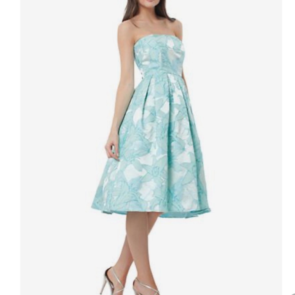 JS Collections Strapless Jacquard Dress